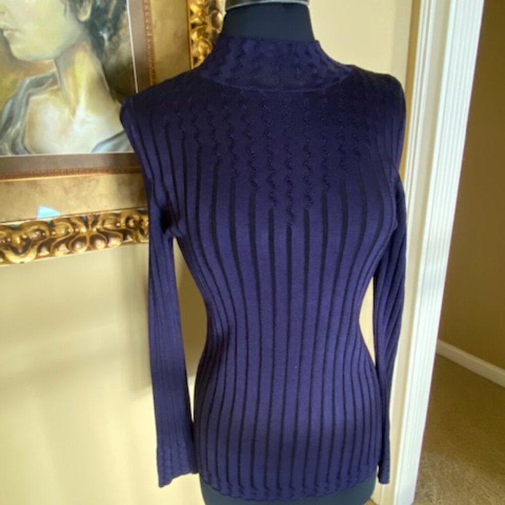 WHBM Mock Turtleneck Dark Navy SZ M